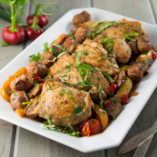 Chicken Scarpariello with Cherry Peppers - Recipe photo by awholenewtwist.com