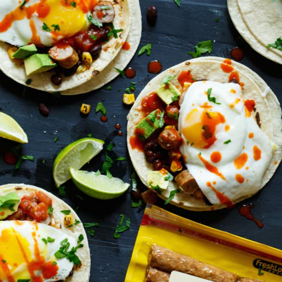 Huevos Rancheros Sausage Tacos - Recipe photo by sharedappetite