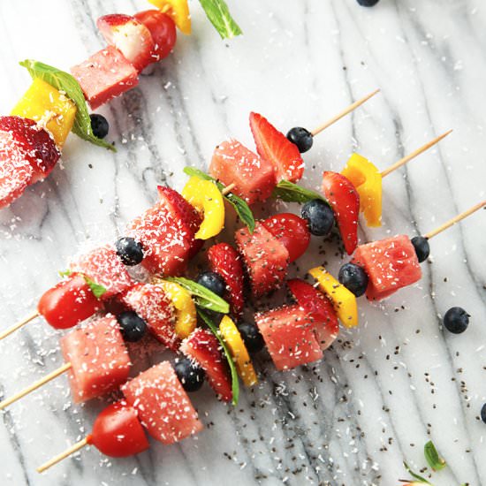 Fruit Skewers with coconut and chia - Recipe photo by littlebigh