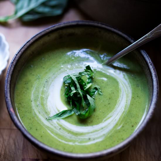Zucchini basil soup - Recipe photo by Feasting at Home