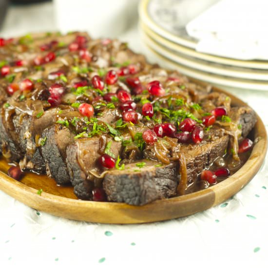 Wine And Pomegranate Brisket - Recipe photo by tiffanybendayan
