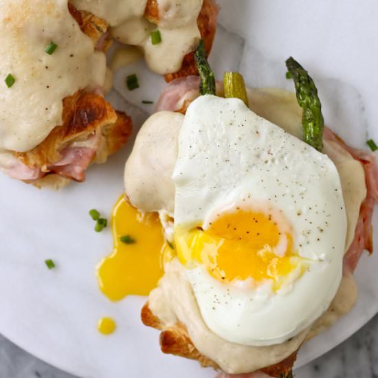 Croissant croque monsieur sandwich - Recipe photo by perpetuallyhungry