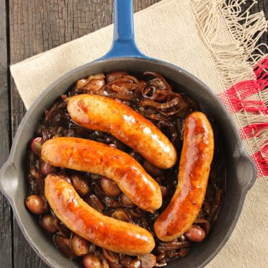 Sausage with Balsamic Onions - Recipe photo by Valeries Keepers
