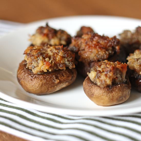 Sausage Stuffed Mushrooms - Recipe photo by erinblueburke