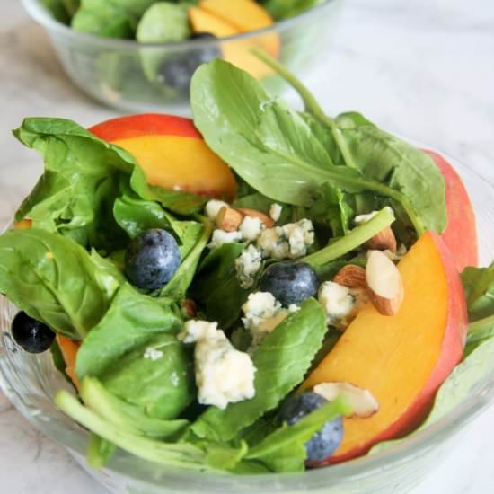Arugula Salad with Peach, Blueberry - Recipe photo by thetastybite