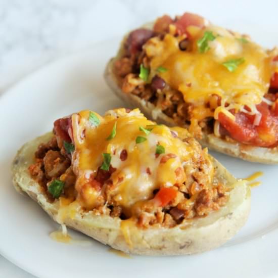 Cheddar Taco Potato Boats - Recipe photo by thetastybite