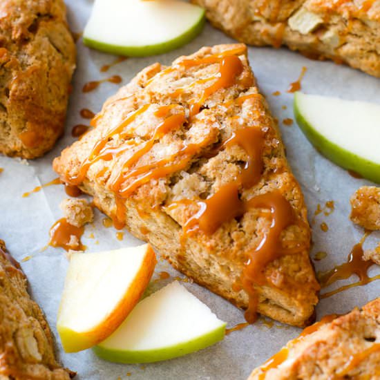 Caramel Apple Cinnamon Scones - Recipe photo by sallysbakingaddiction