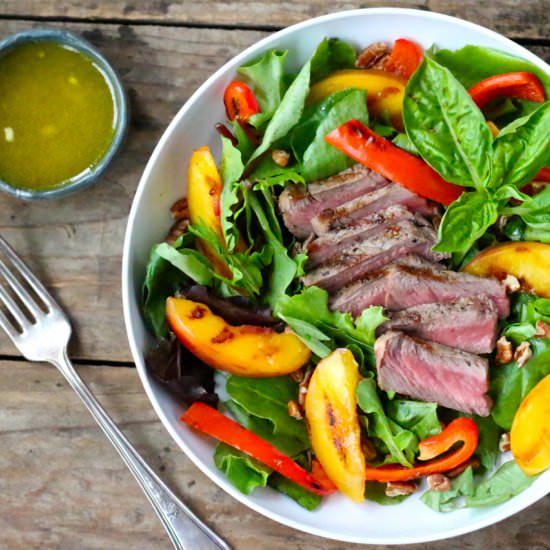 Steak Salad with Grilled Nectarines - Recipe photo by borrowedsalt