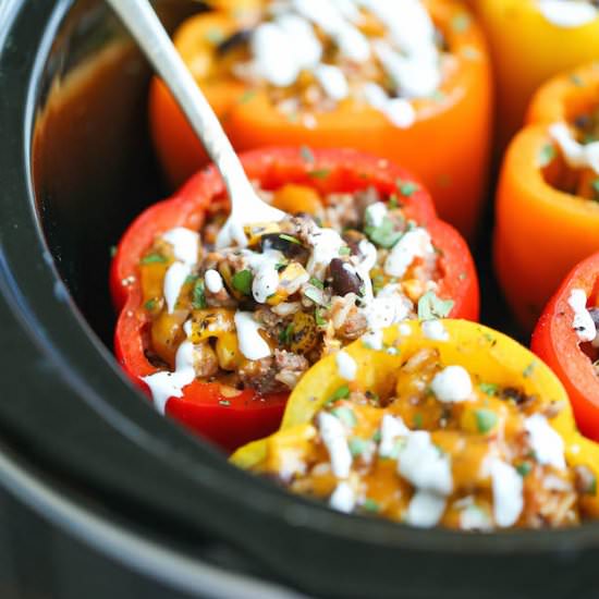 Slow Cooker Stuffed Peppers - Recipe photo by damndelicious