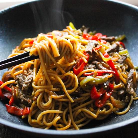 Beef Lo Mein - Recipe photo by Spice the Plate
