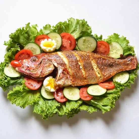 Roast Fish Salad - Recipe photo by Oya Come Chop