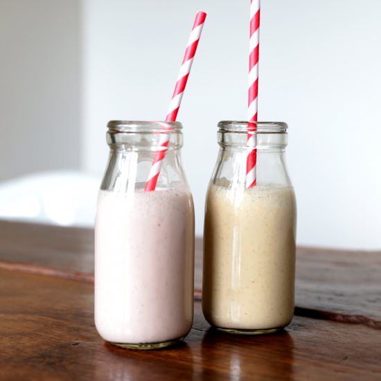 Salted Caramel & Strawberry Milks - Recipe photo by swoonfood