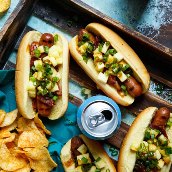 Pineapple Teriyaki Bacon Hot Dogs - Recipe photo by sharedappetite