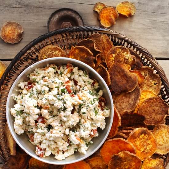 Sweet Potato Crackers & Goat Cheese - Recipe photo by portandfin