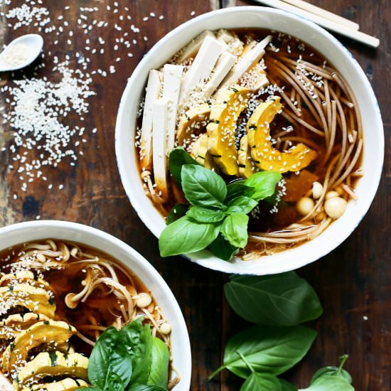 Vegan Pho with Delicata Squash - Recipe photo by yummybeet