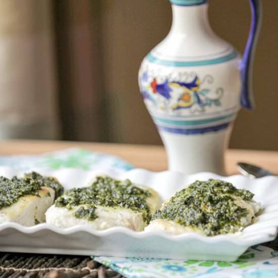 Pesto Crusted Halibut - Recipe photo by Food Done Light