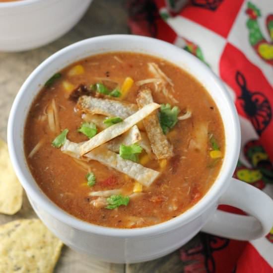 Light Creamy Chicken Tortilla Soup - Recipe photo by bakedinaz