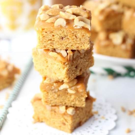 Butterscotch Cashew Caramel Bars - Recipe photo by thegoldlininggirl
