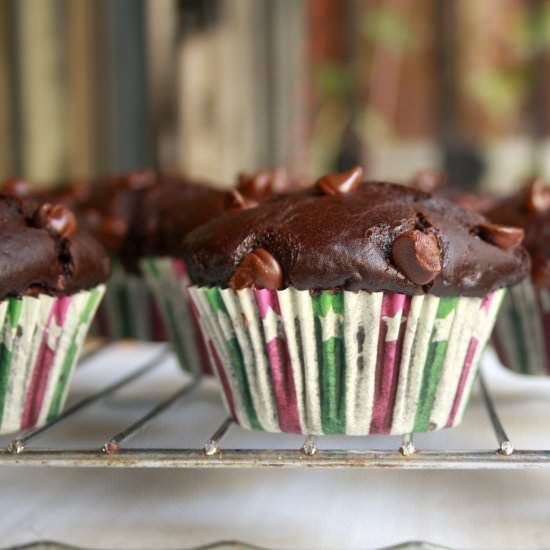 Jumbo Double Chocolate Muffins - Recipe photo by The Desserted Girl