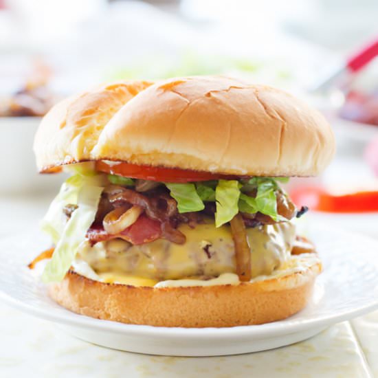 DaBomb Burger with Balsamic Onions - Recipe photo by Joy In Every Season