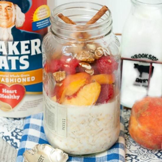 Peach Melba Overnight Oats - Recipe photo by Food Done Light