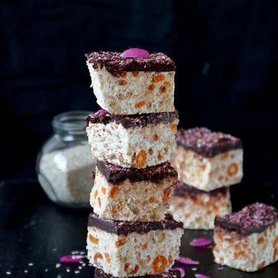 Toasted Coconut Rice Krispie Bars - Recipe photo by Anu@MyGingerGarlicKitchen