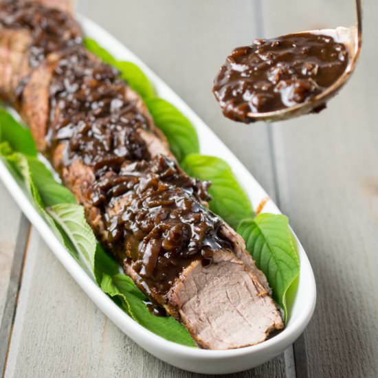 Pork Tenderloin with Balsamic Dijon - Recipe photo by awholenewtwist.com