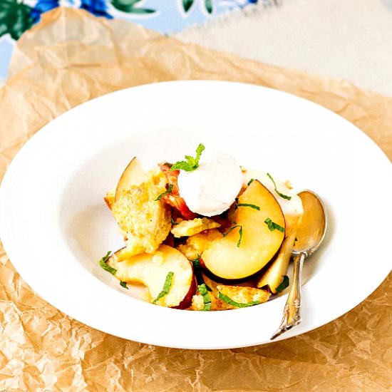 Stone Fruit Panzanella - Recipe photo by onlinepastrychef