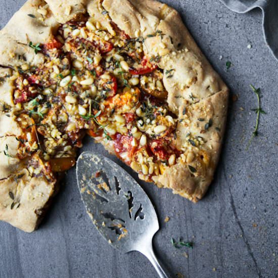 Tomato & Thyme Galette + Pine Nuts - Recipe photo by thegreenlife