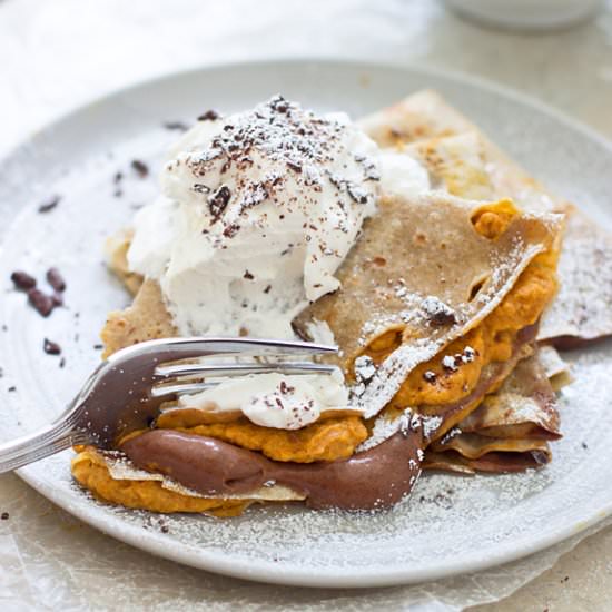 Pumpkin and Chocolate Mousse Crepes - Recipe photo by cookingforkeeps