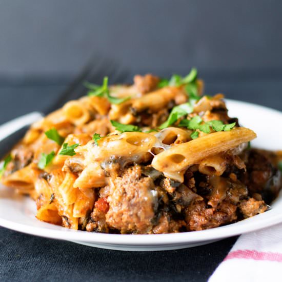 Cheesy Beef and Spinach Pasta Bake - Recipe photo by The Kitchen Wife