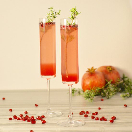 Rosemary Pomegranate Prosecco - Recipe photo by The Swearing Mom