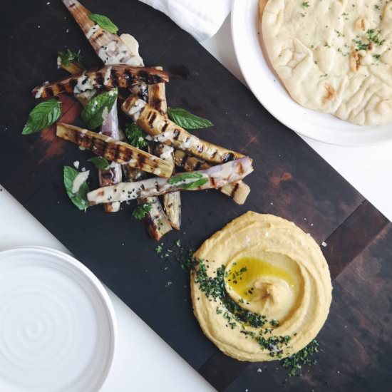 Grilled Eggplant + Hummus - Recipe photo by littlethingsbyjulia