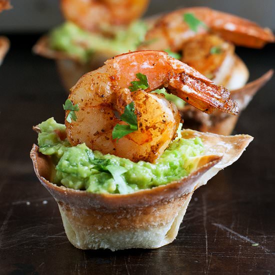 Guacamole Shrimp Wonton Cups - Recipe photo by kimshealthyeats