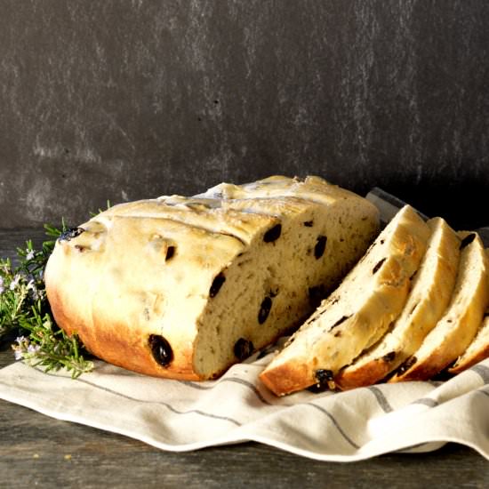 Rosemary Olive Dutch Oven Bread - Recipe photo by The Swearing Mom