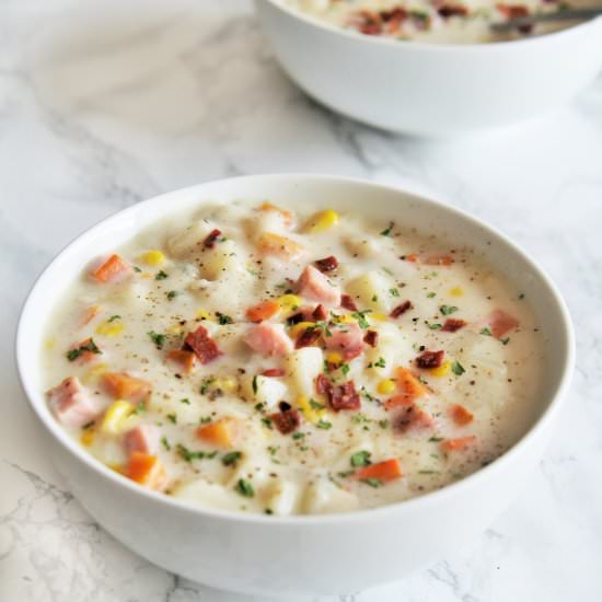 Smoked Ham, Potato and Corn Chowder - Recipe photo by thetastybite