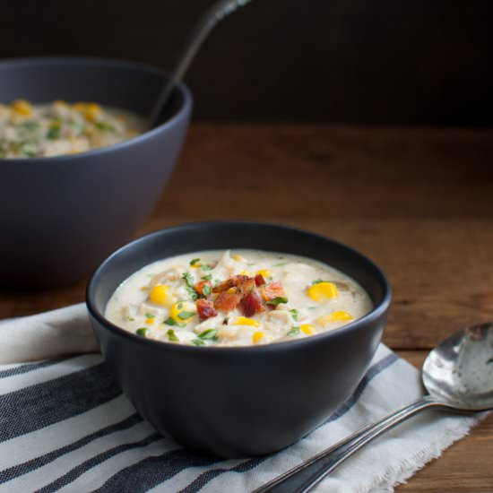 Crab and corn chowder - Recipe photo by tamingofthespoon