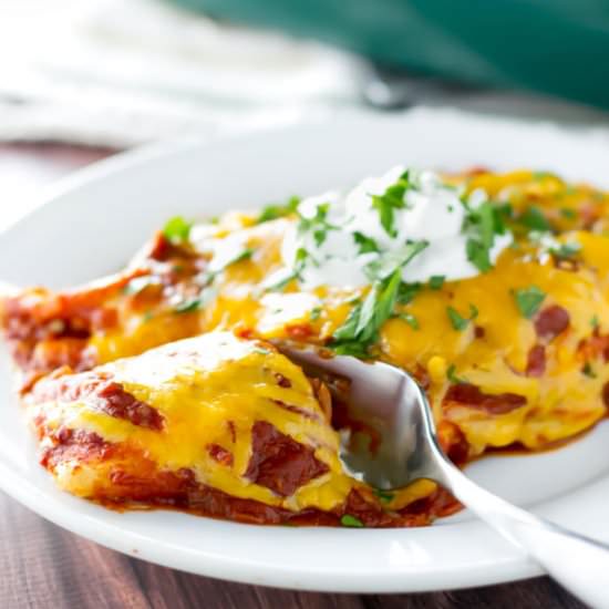 Green Chili Chicken Enchiladas - Recipe photo by Girl Gone Gourmet