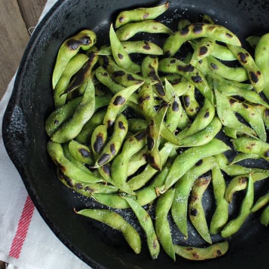 Skillet Roasted Edamame - Recipe photo by ItDoesntTasteLikeChicken