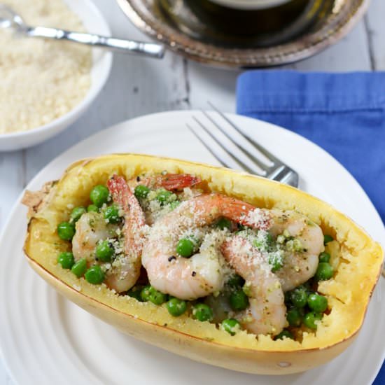 Spaghetti Squash with Shrimp - Recipe photo by Family Food on the Table
