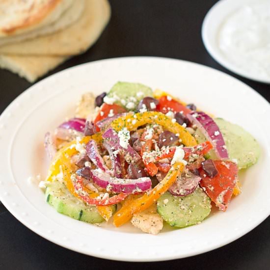 Mediterranean Salad & Feta Dressing - Recipe photo by veggiesbycandlelight