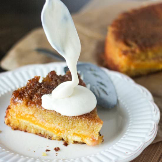 Peach Cornmeal Olive Oil Cake - Recipe photo by wrightfamilytable