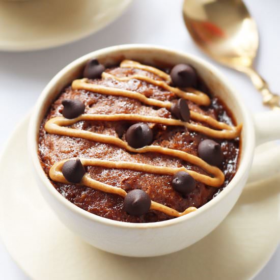 Peanut Butter Chocolate Mug Brownie - Recipe photo by Leelalicious