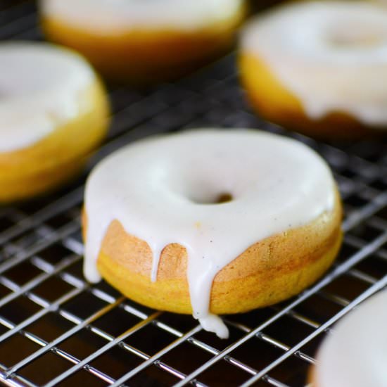 Mini Pumpkin Donuts w/ Vanilla Glaze - Recipe photo by ButterYum