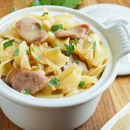 Egg Noodles with Bratwurst - Recipe photo by TaraMar