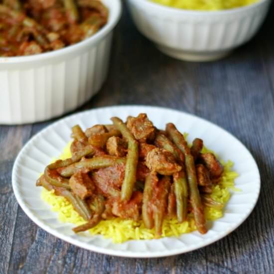 Green Bean Stew with Turmeric Rice - Recipe photo by MyLifeCookbook
