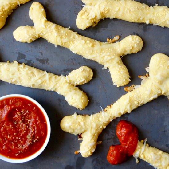 Cheesy Halloween Breadstick Bones - Recipe photo by justataste