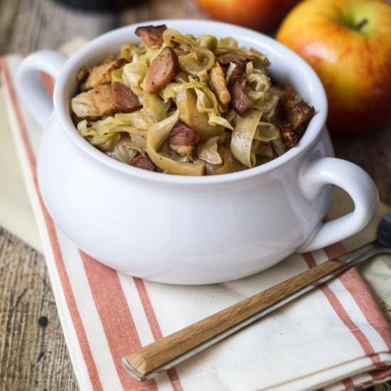 Beer Braised Cabbage with Apples - Recipe photo by thewanderlustkitchen