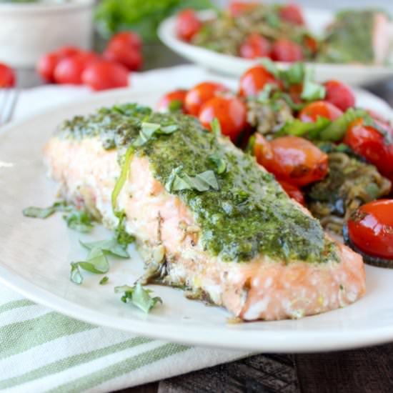 Pesto Baked Salmon Foil Dinner - Recipe photo by Whitney Bond