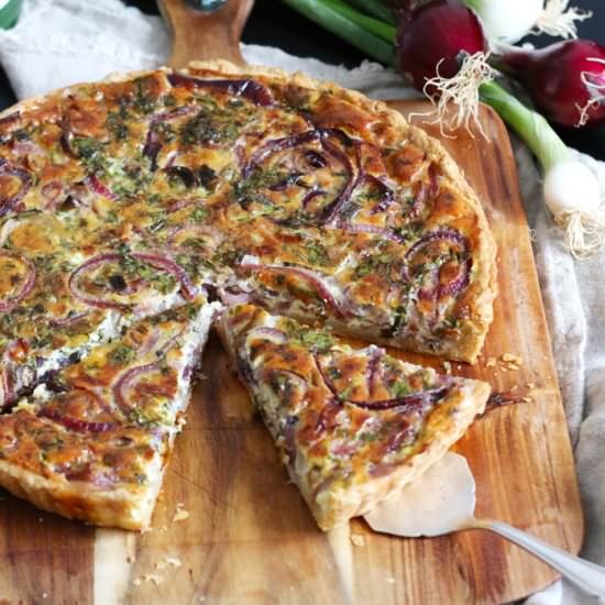 Herbs & Onion Quiche - Recipe photo by baketotheroots